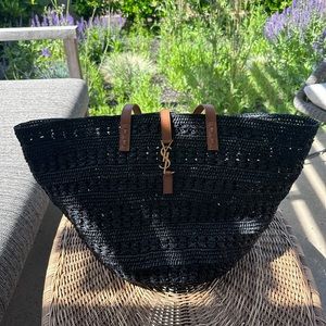 YSL medium panier raffia tote